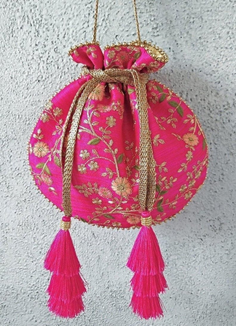 Pink Embroidered Potli