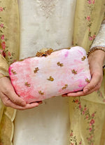 Amyra Pink Embroidered Silk ClutchShop Jashn