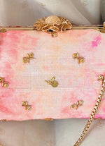 Amyra Pink Embroidered Silk ClutchShop Jashn