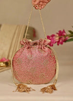 Amyra Pink Embroidered Tissue PotliShop Jashn