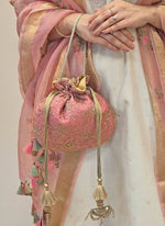 Amyra Pink Embroidered Tissue PotliShop Jashn
