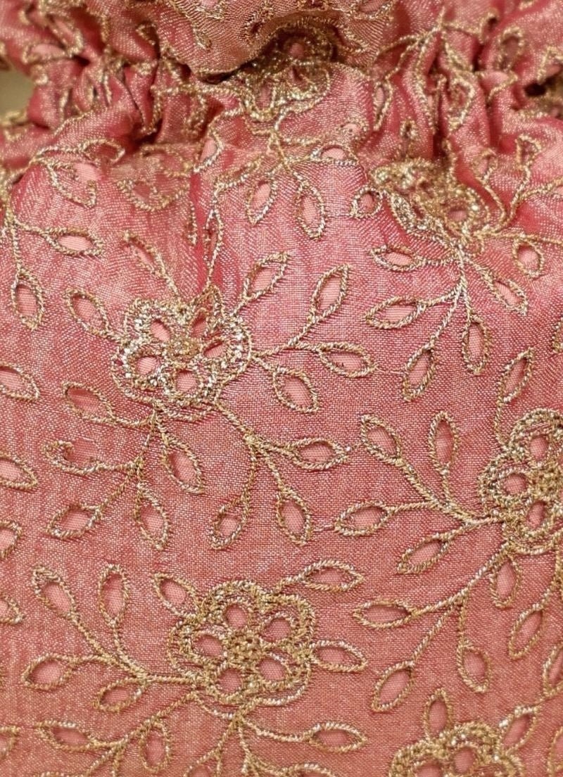 Amyra Pink Embroidered Tissue PotliShop Jashn