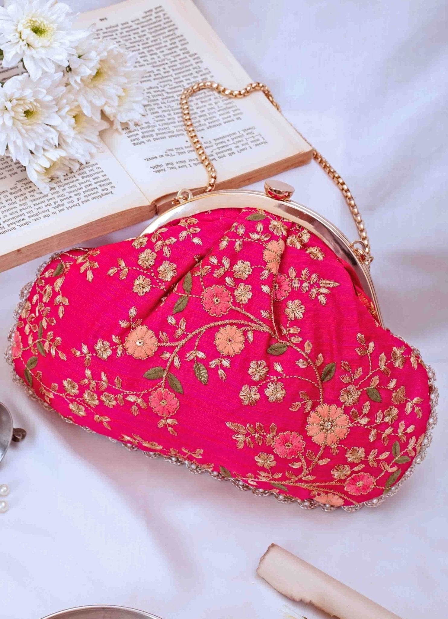 Pink Embroidered Vintage Purse