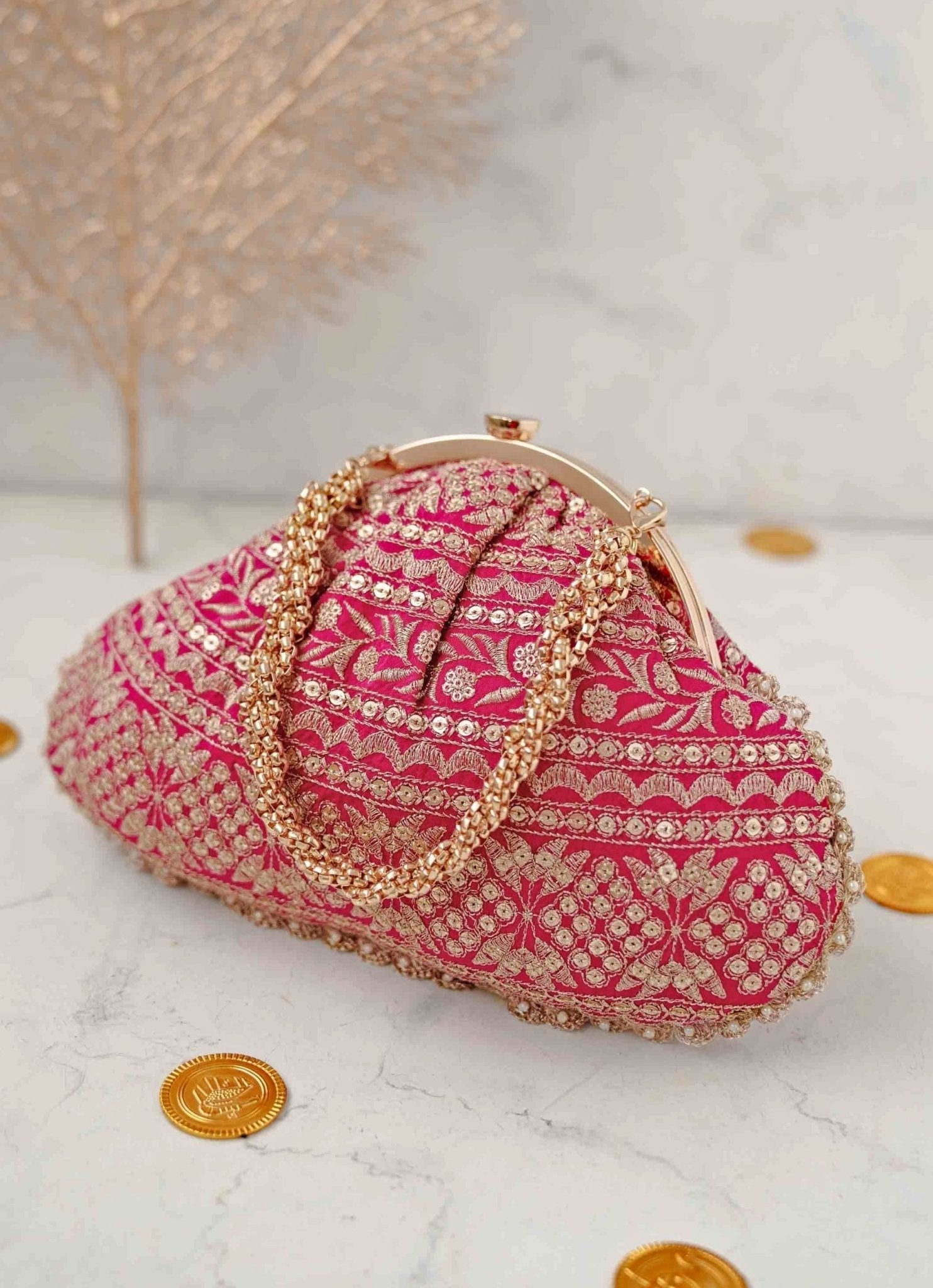 Pink Embroidered Vintage Purse