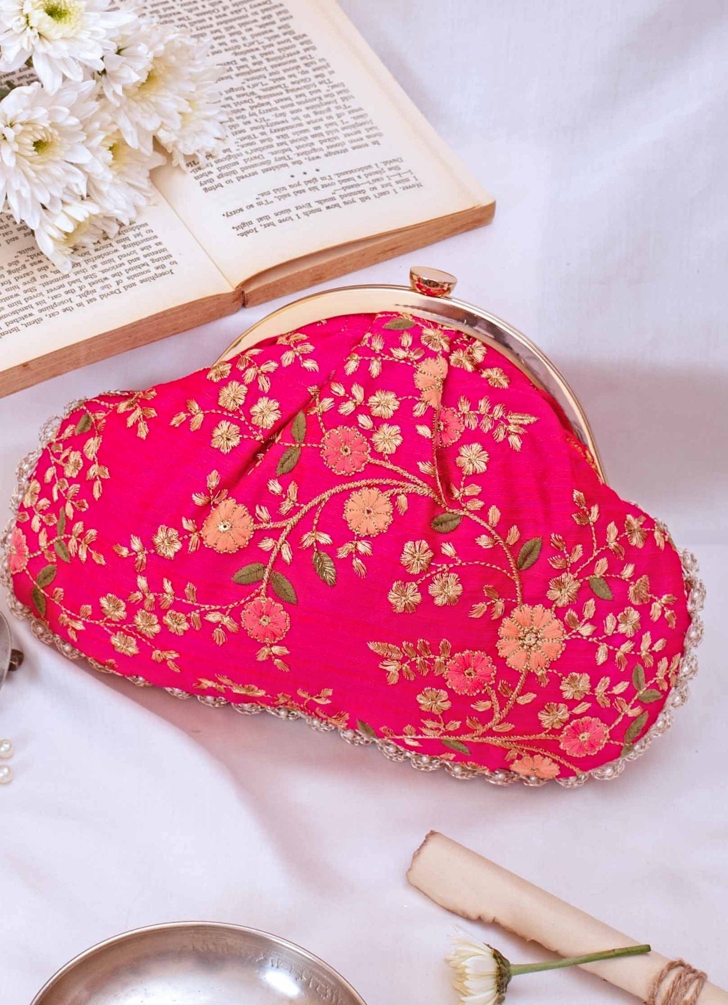 Pink Embroidered Vintage Purse