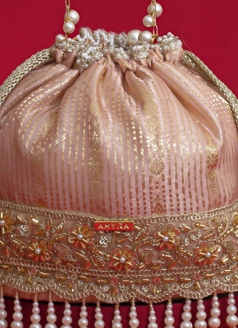 Amyra Pink Silk Organza Bucket BagShop Jashn