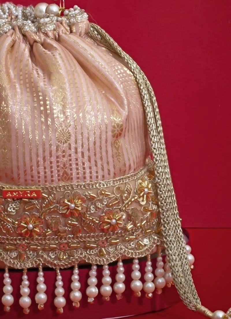 Amyra Pink Silk Organza Bucket BagShop Jashn