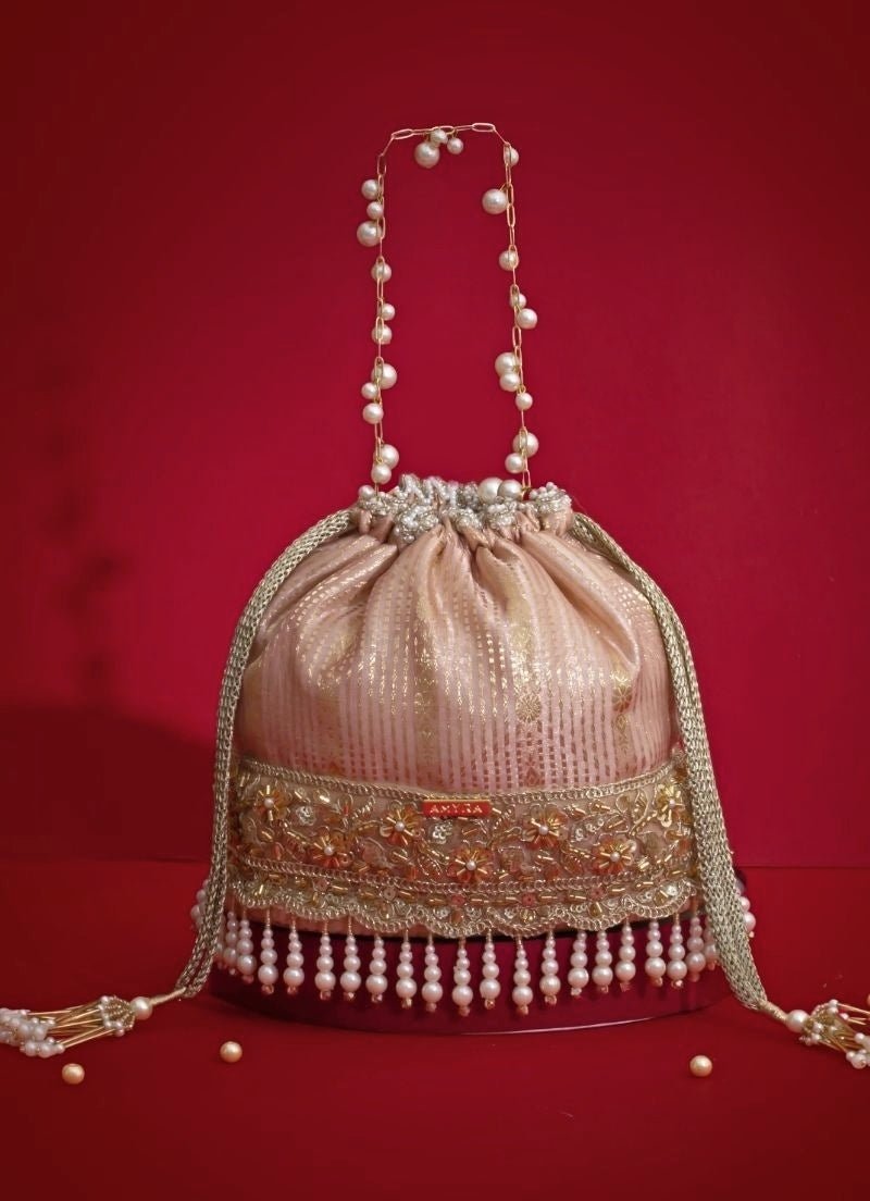 Amyra Pink Silk Organza Bucket BagShop Jashn