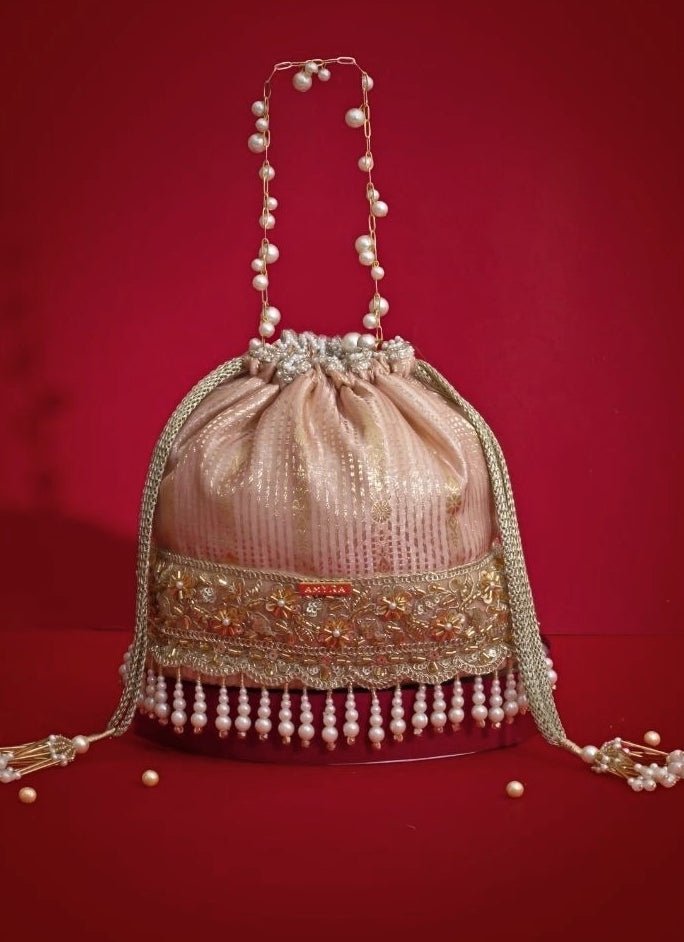 Amyra Pink Silk Organza Bucket BagShop Jashn