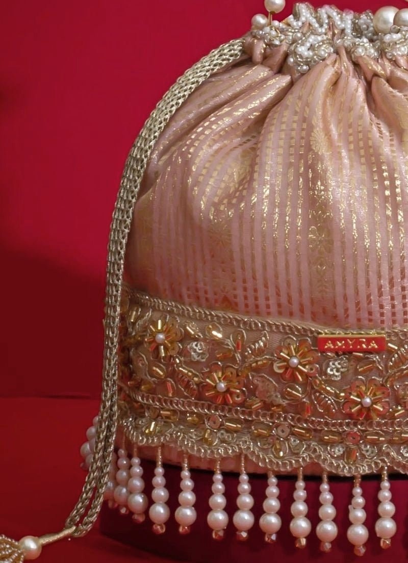 Amyra Pink Silk Organza Bucket BagShop Jashn