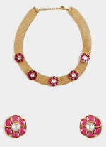 Vivinia by Vidhi Mehra Pink Stone Choker Necklace SetFabilicious Fashion