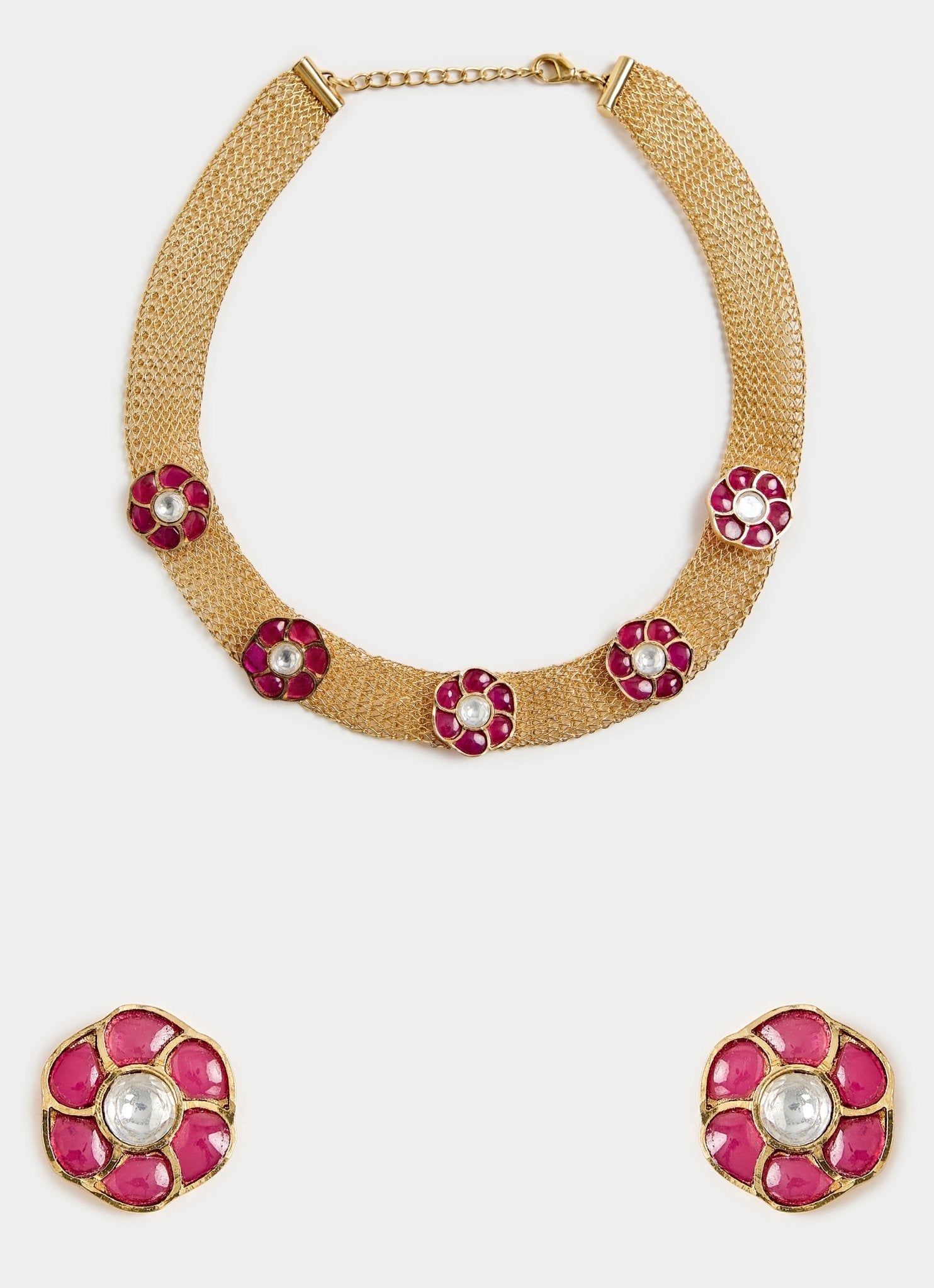 Vivinia by Vidhi Mehra Pink Stone Choker Necklace SetFabilicious Fashion