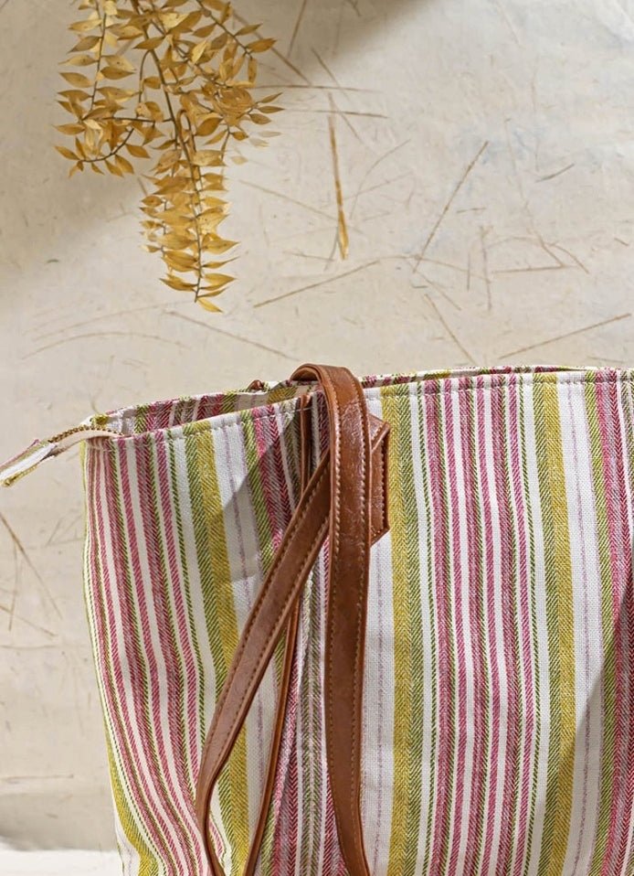 Pink Woven Tote Bag