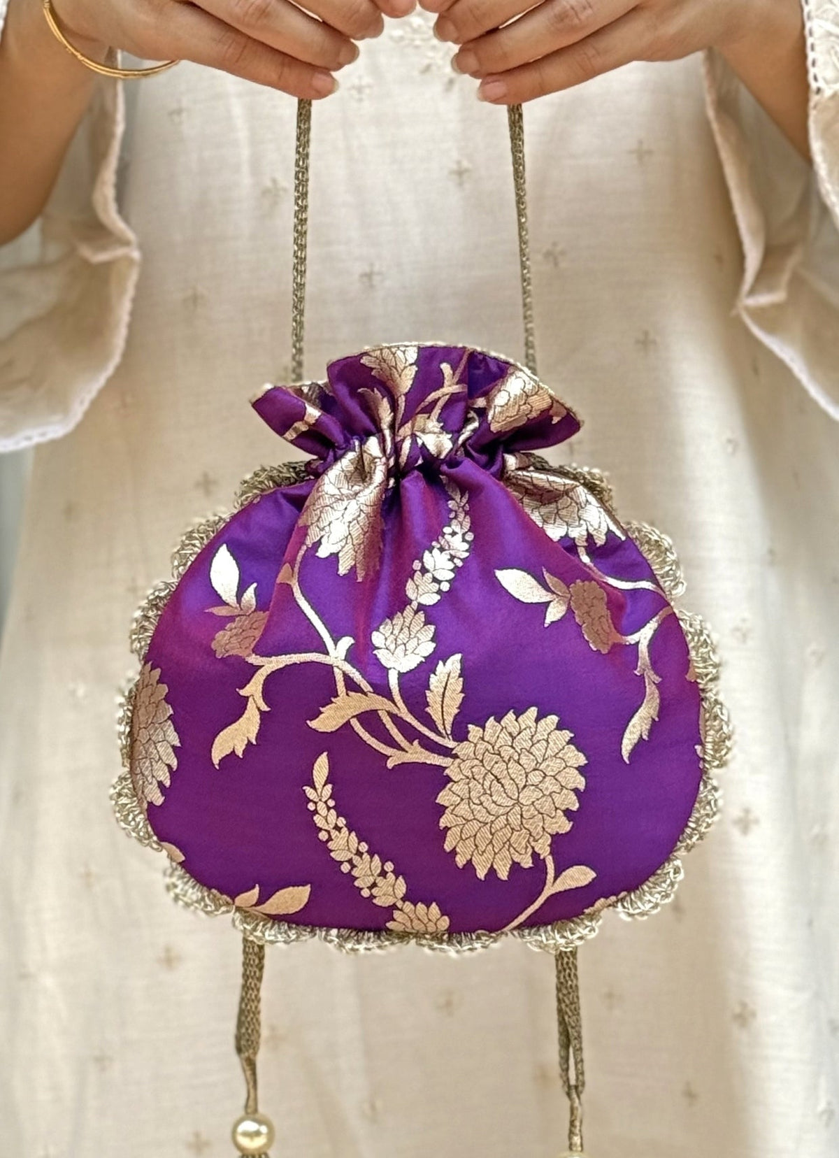 Amyra Purple Banarasi Silk PotliShop Jashn