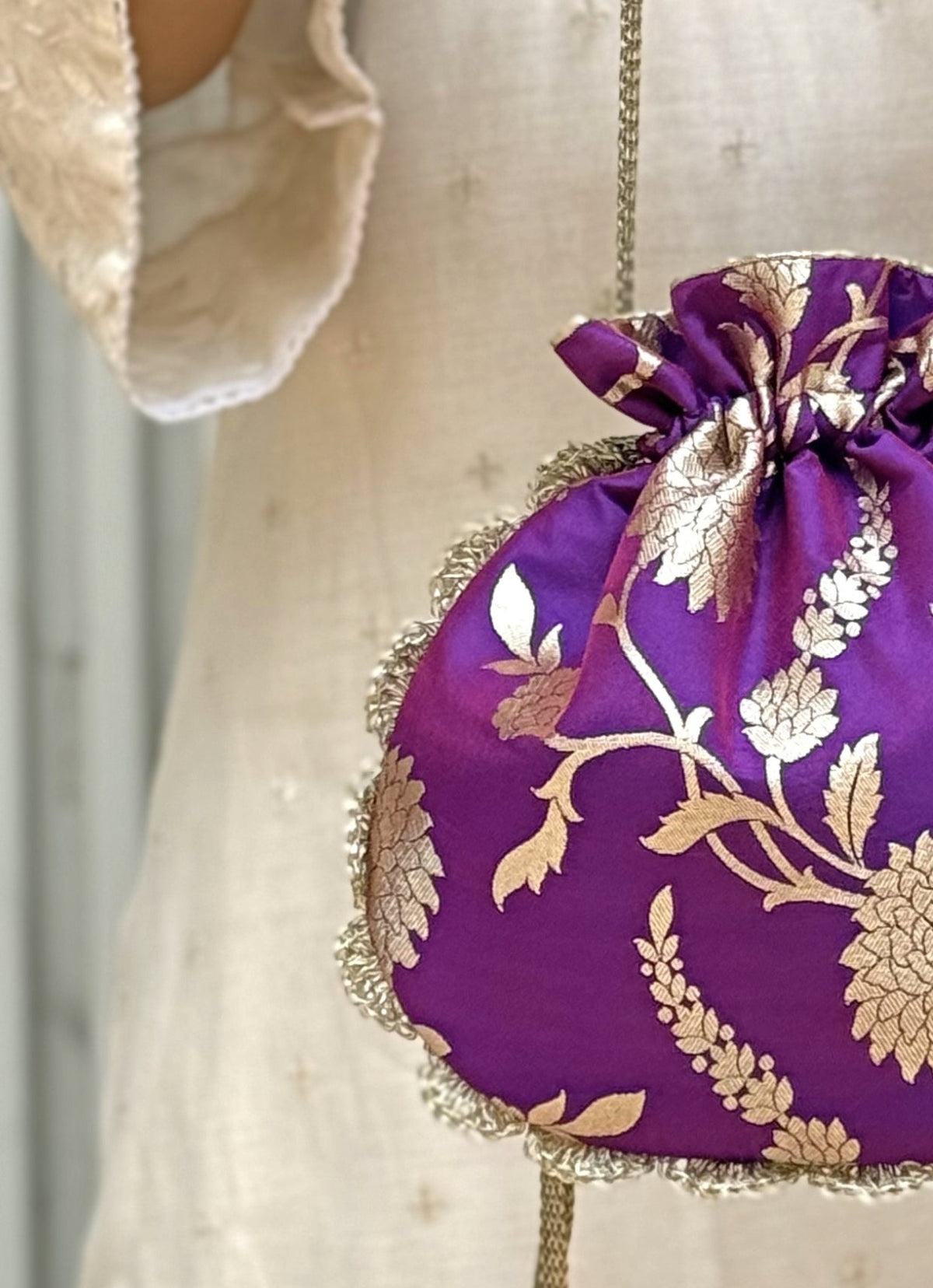 Amyra Purple Banarasi Silk PotliShop Jashn