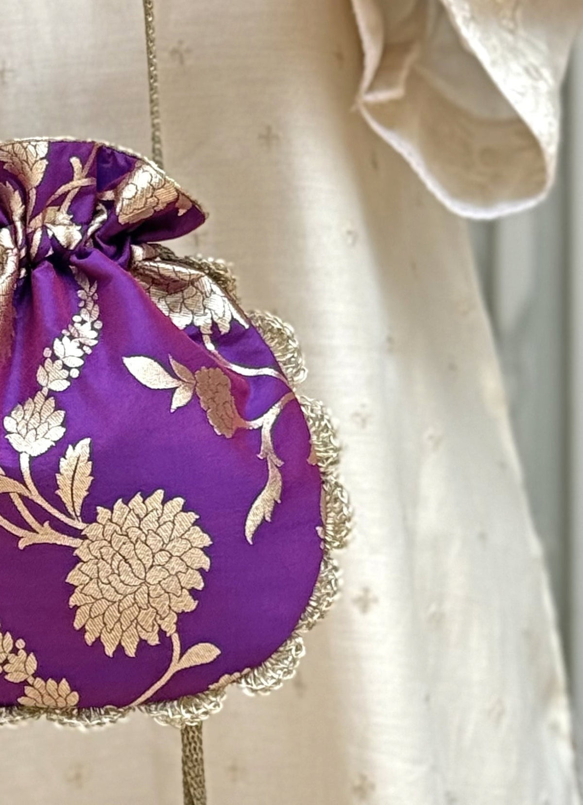 Amyra Purple Banarasi Silk PotliShop Jashn