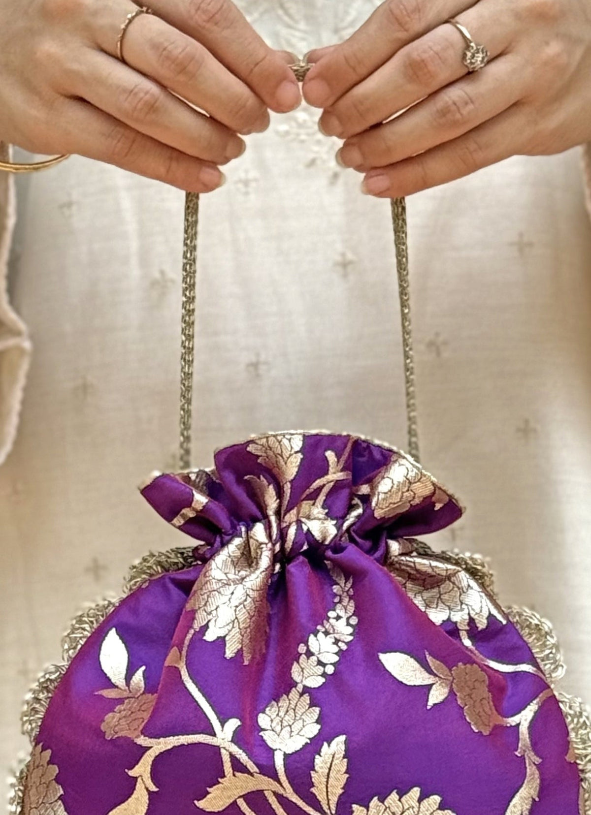 Amyra Purple Banarasi Silk PotliShop Jashn