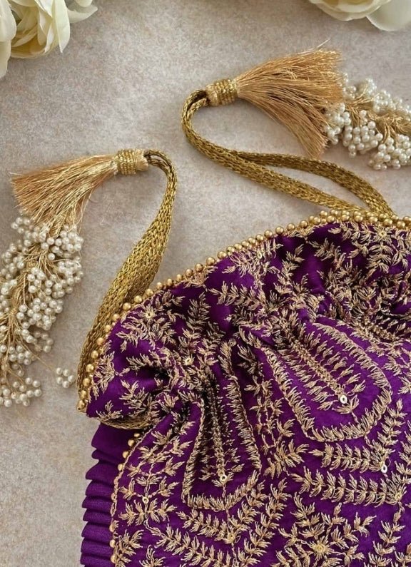 Purple Embroidered Potli