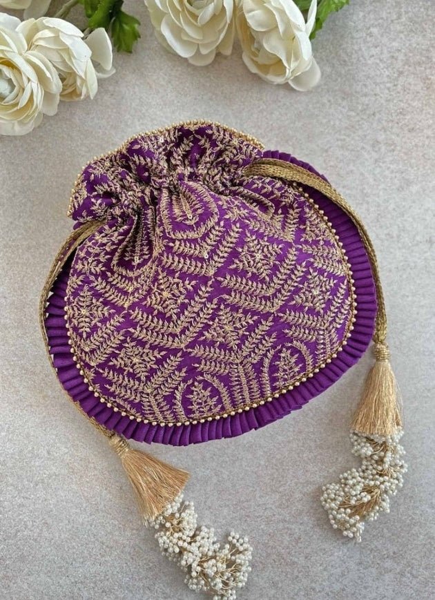 Purple Embroidered Potli