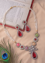 Vivinia by Vidhi Mehra Red And Multi Beaded Polki Short Necklace SetFabilicious Fashion