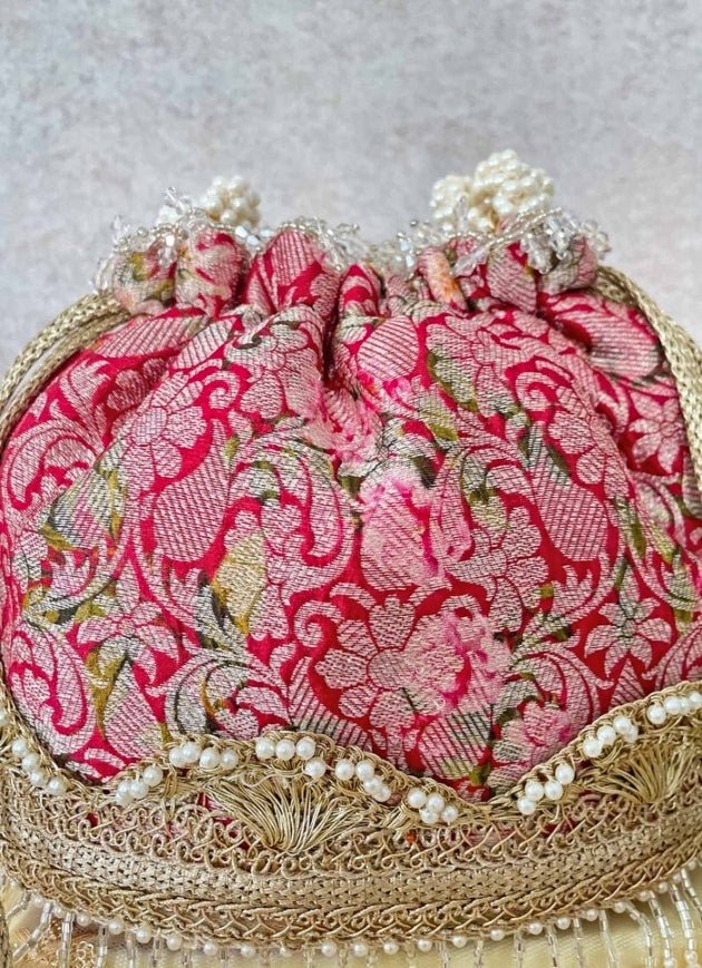 Red Brocade Bucket Bag