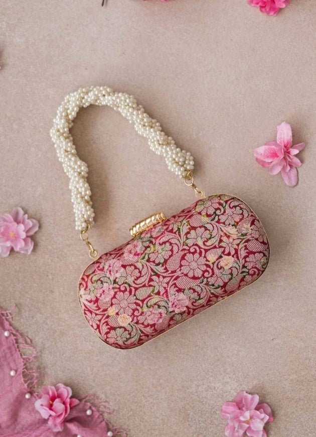 Red Brocade Clutch