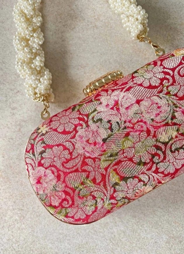 Red Brocade Clutch