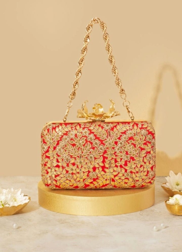 Red Embellished Clutch