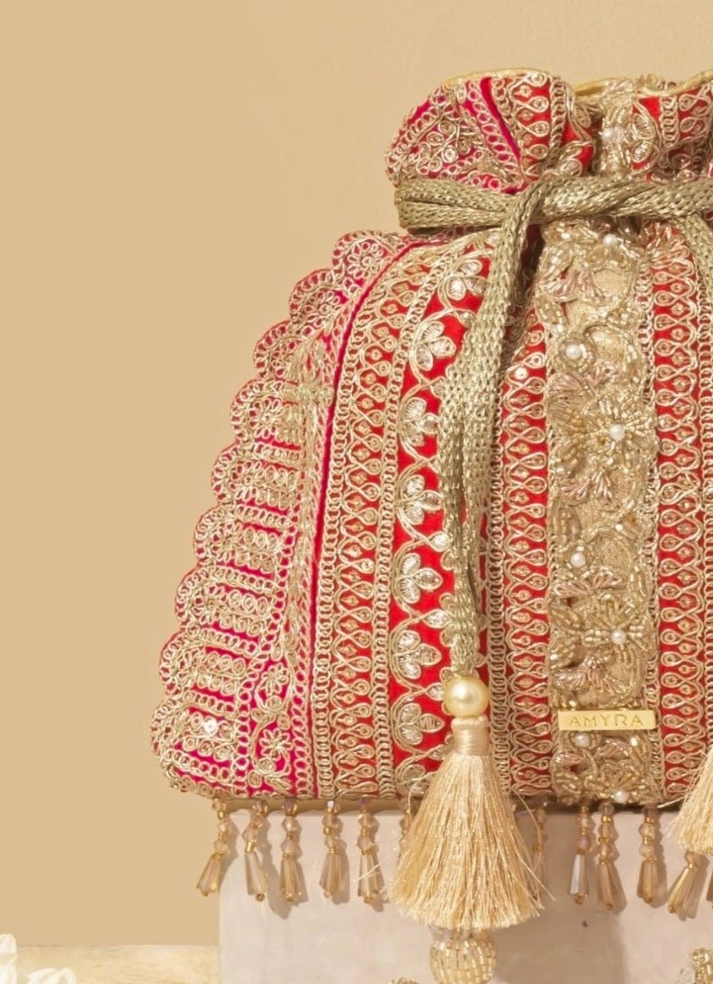 Red Embellished Potli