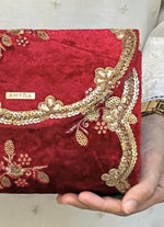 Amyra Red Embroidered Velvet ClutchShop Jashn