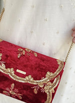Amyra Red Embroidered Velvet ClutchShop Jashn