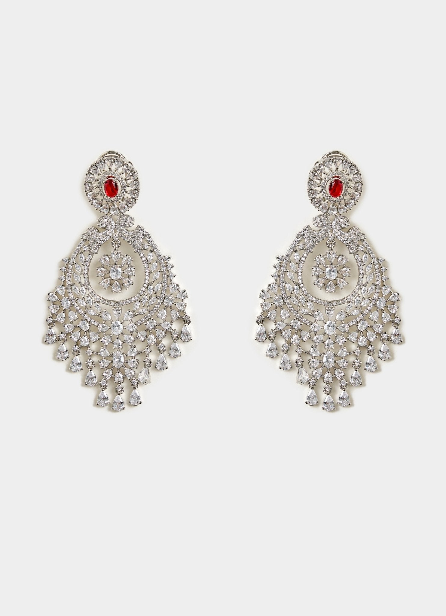Vivinia by Vidhi Mehra Red Onyx And Cubic Zircon Chandelier EarringsFabilicious Fashion