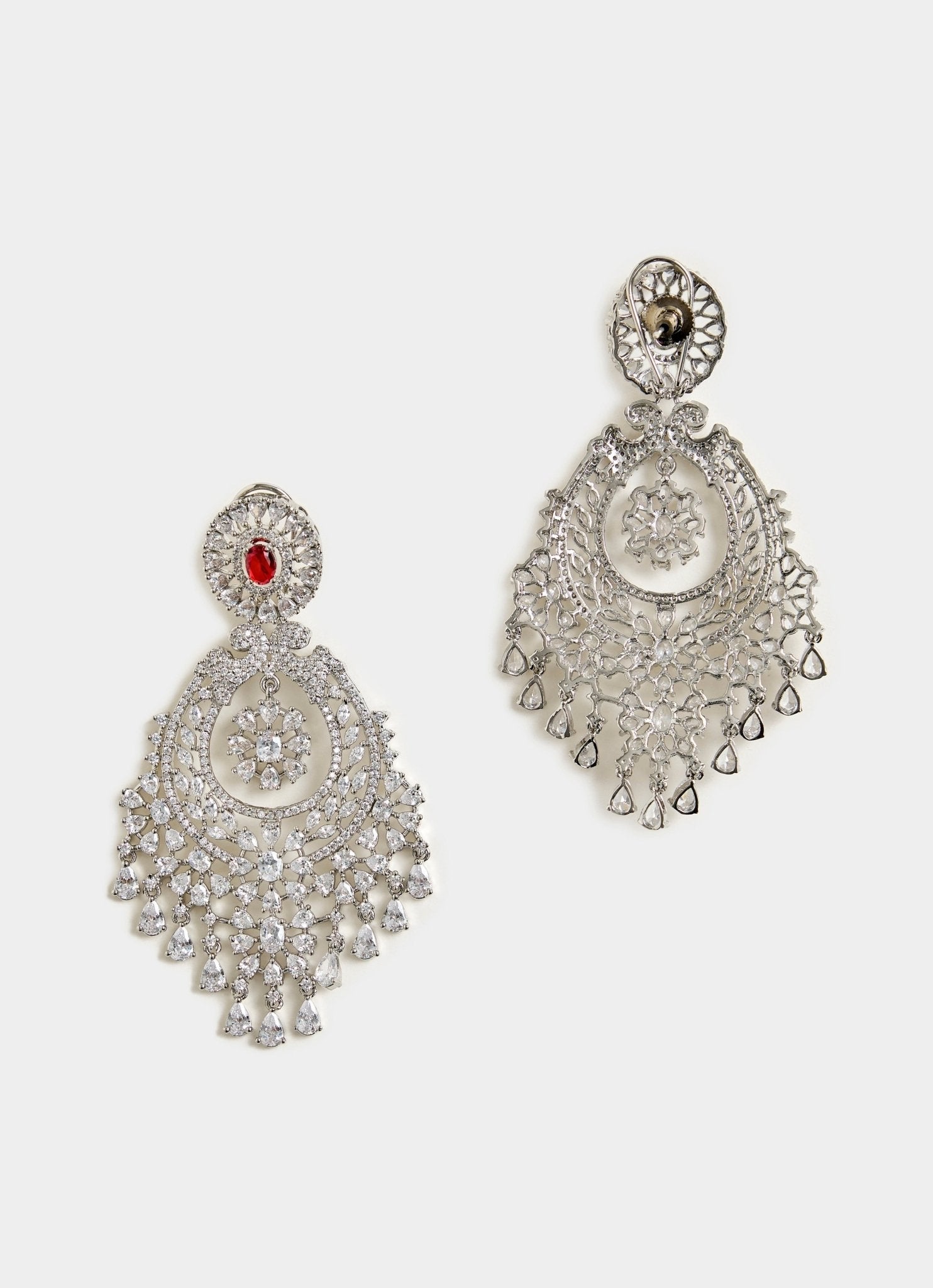 Vivinia by Vidhi Mehra Red Onyx And Cubic Zircon Chandelier EarringsFabilicious Fashion
