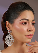 Vivinia by Vidhi Mehra Red Onyx And Cubic Zircon Chandelier EarringsFabilicious Fashion