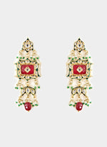 Vivinia by Vidhi Mehra Red Stone And Pearls Gold Tone Choker Necklace SetFabilicious Fashion