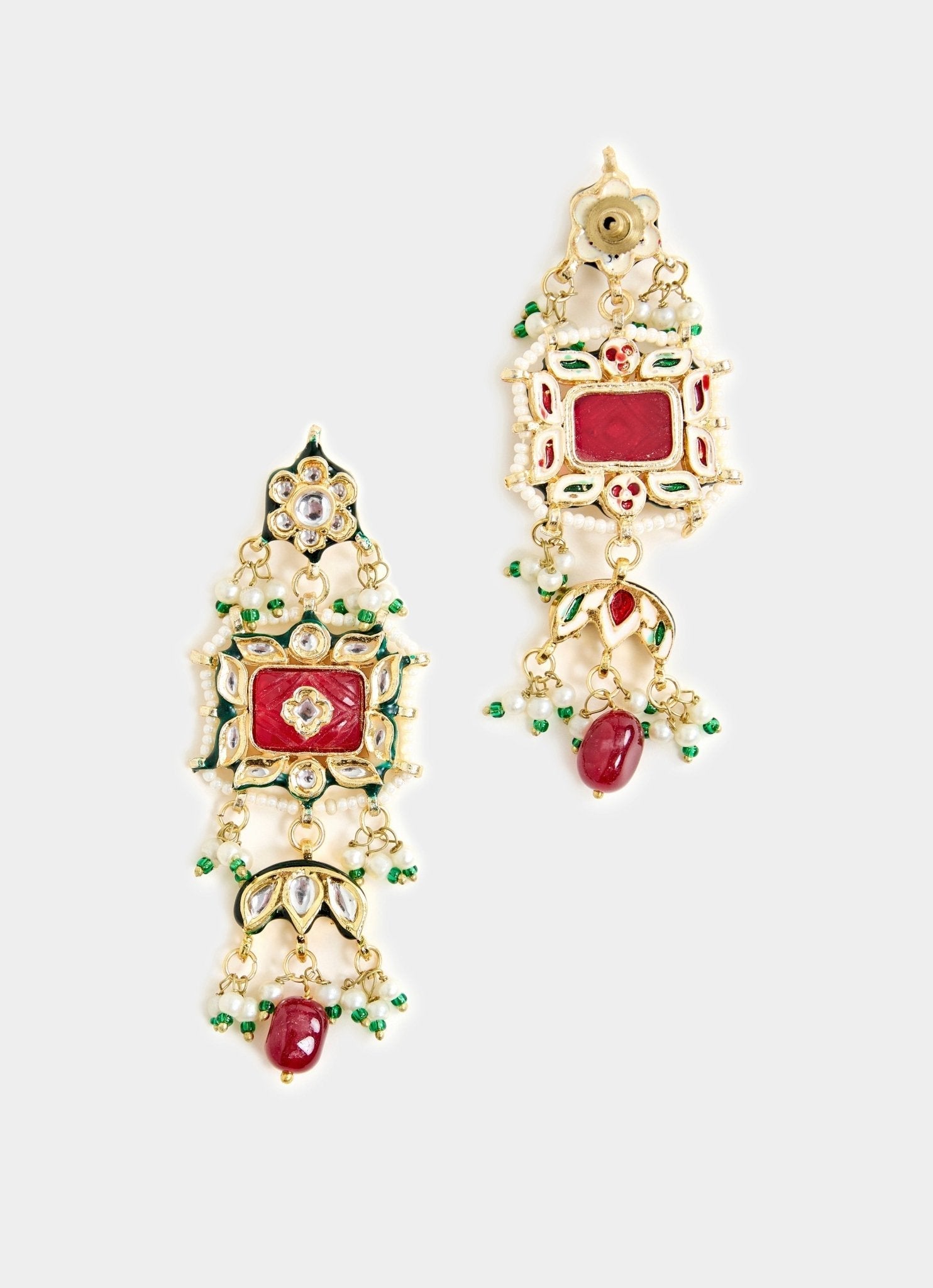 Vivinia by Vidhi Mehra Red Stone And Pearls Gold Tone Choker Necklace SetFabilicious Fashion