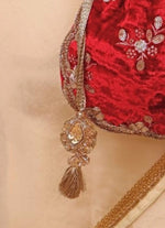 Amyra Red Velvet Scallop Embroidered PotliShop Jashn