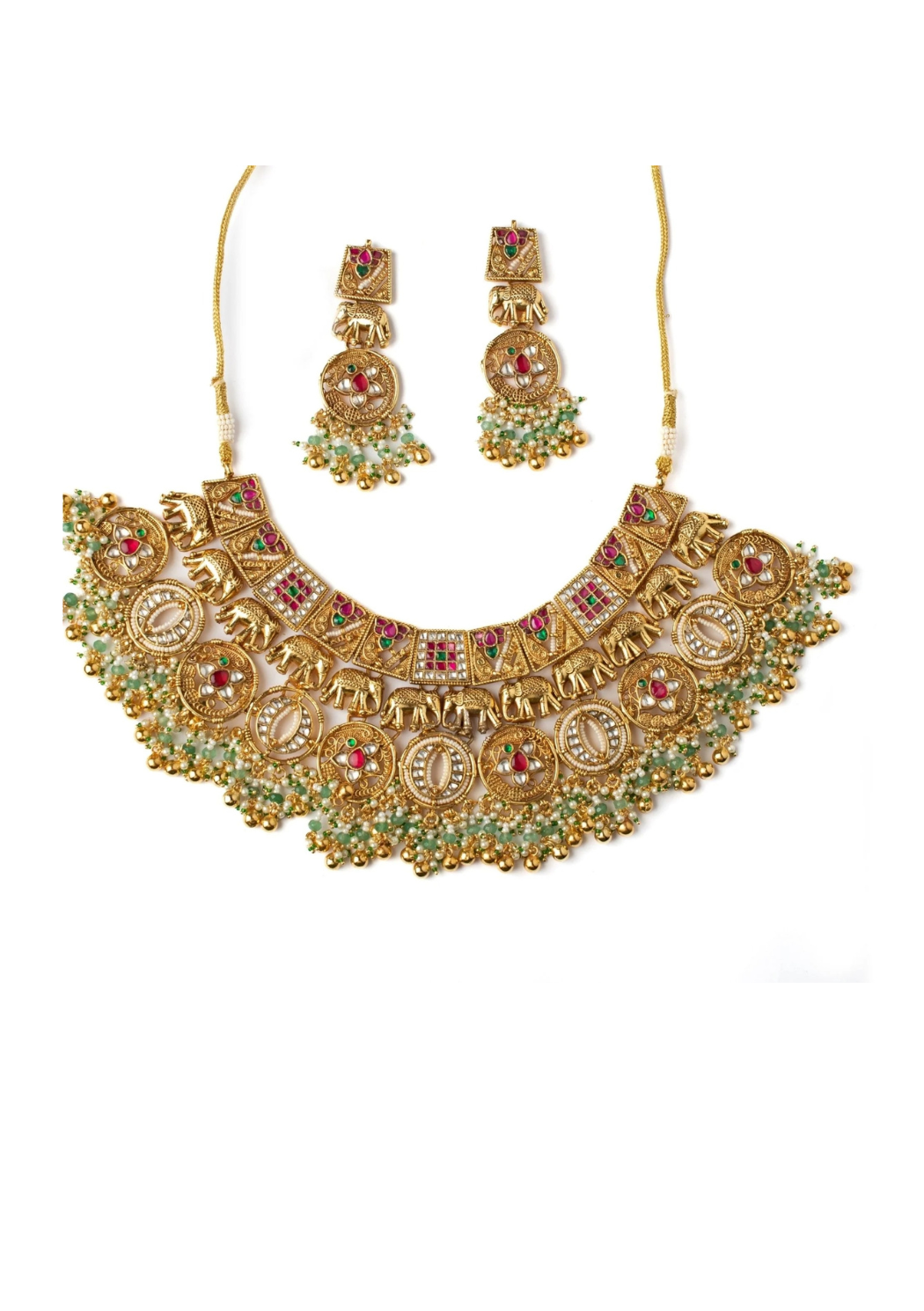 Royal Gold Plated Multicolour Beaded Necklace Set