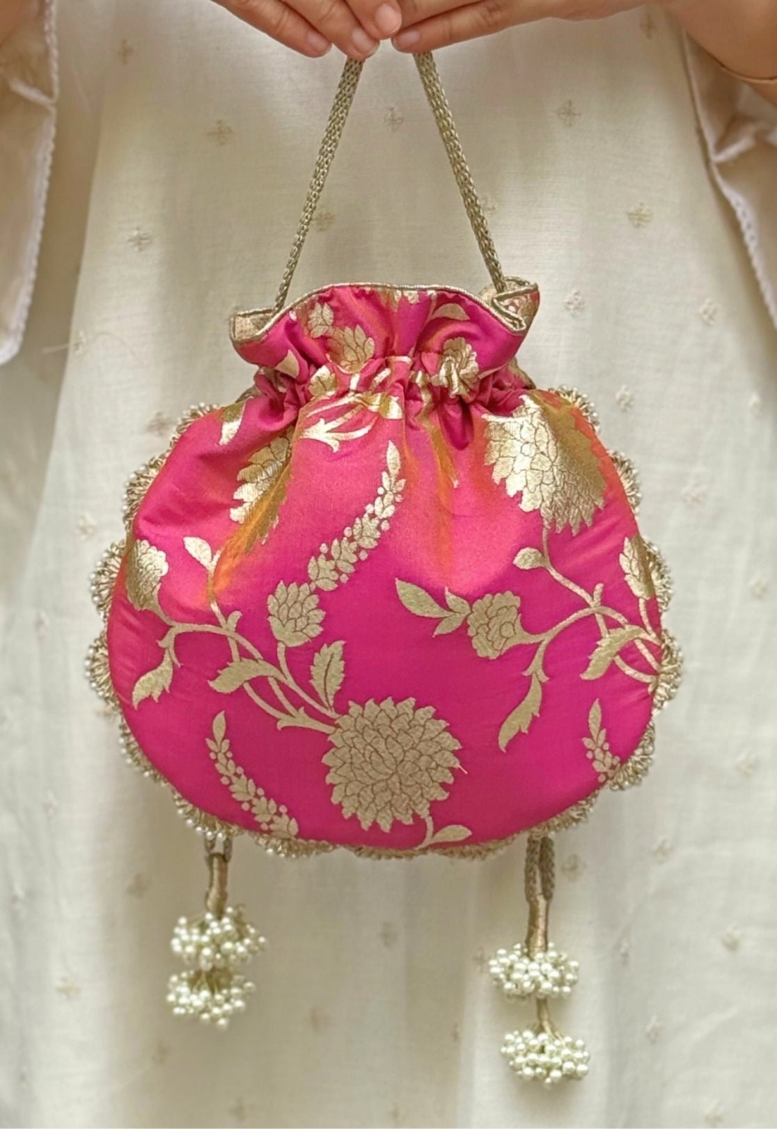 Rose Pink Banarasi Potli