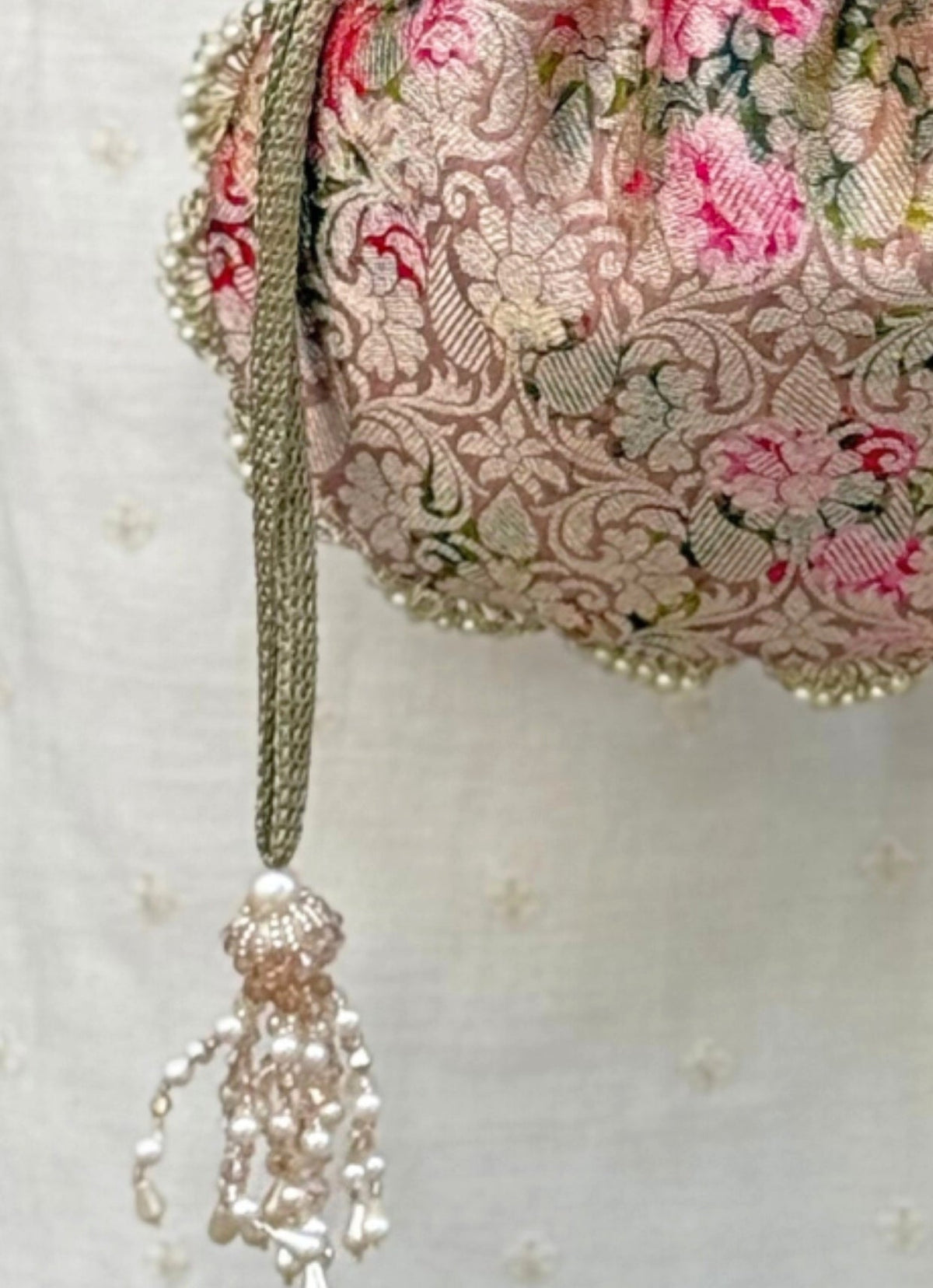 Amyra Rose Pink Brocade Silk PotliShop Jashn