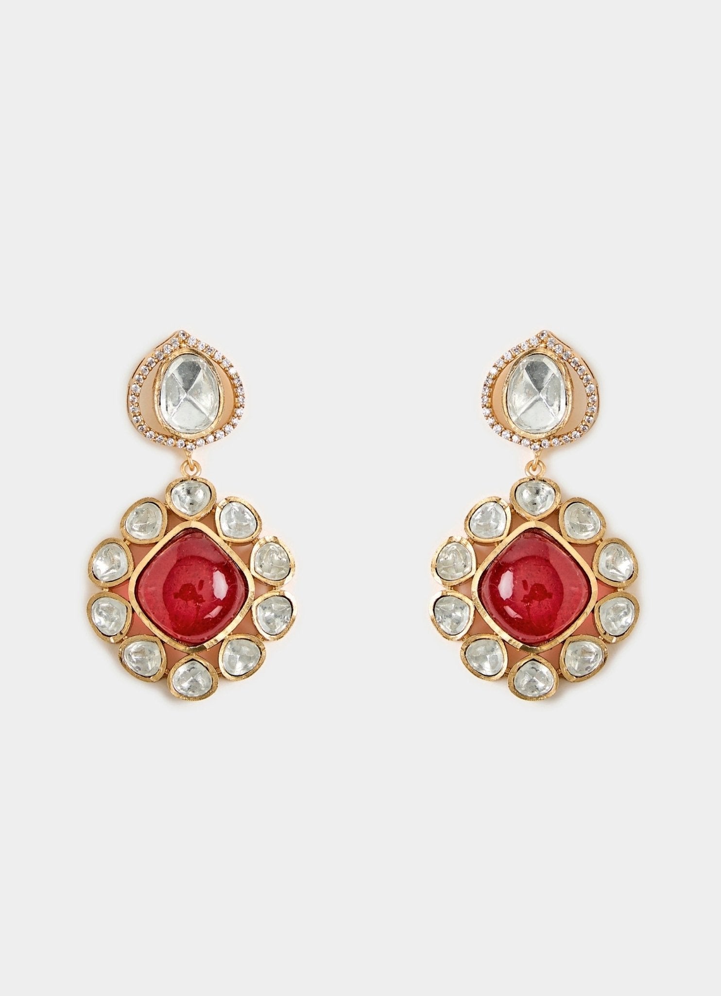 Vivinia by Vidhi Mehra Ruby Red And Kundan Pearl Necklace SetFabilicious Fashion