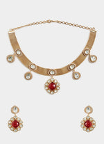 Vivinia by Vidhi Mehra Ruby Red And Kundan Pearl Necklace SetFabilicious Fashion