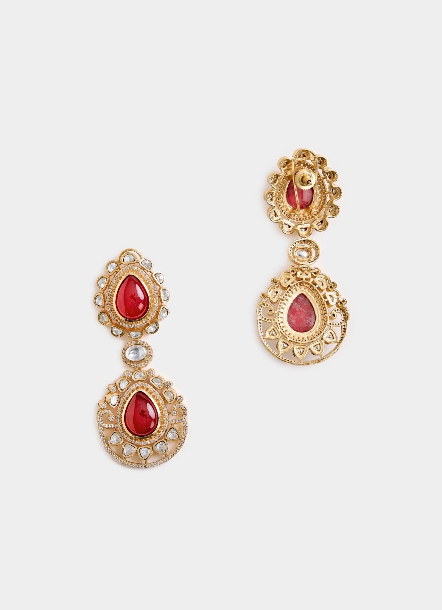Vivinia by Vidhi Mehra Ruby Red Statement Drop EarringsFabilicious Fashion