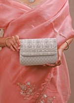 Amyra Silver Brocade Silk Flapover BagShop Jashn