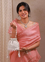 Amyra Silver Pearl Embroidered Silk Mini PotliShop Jashn