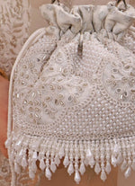 Amyra Silver Pearl Embroidered Silk Mini PotliShop Jashn