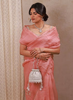 Amyra Silver Pearl Embroidered Silk Mini PotliShop Jashn