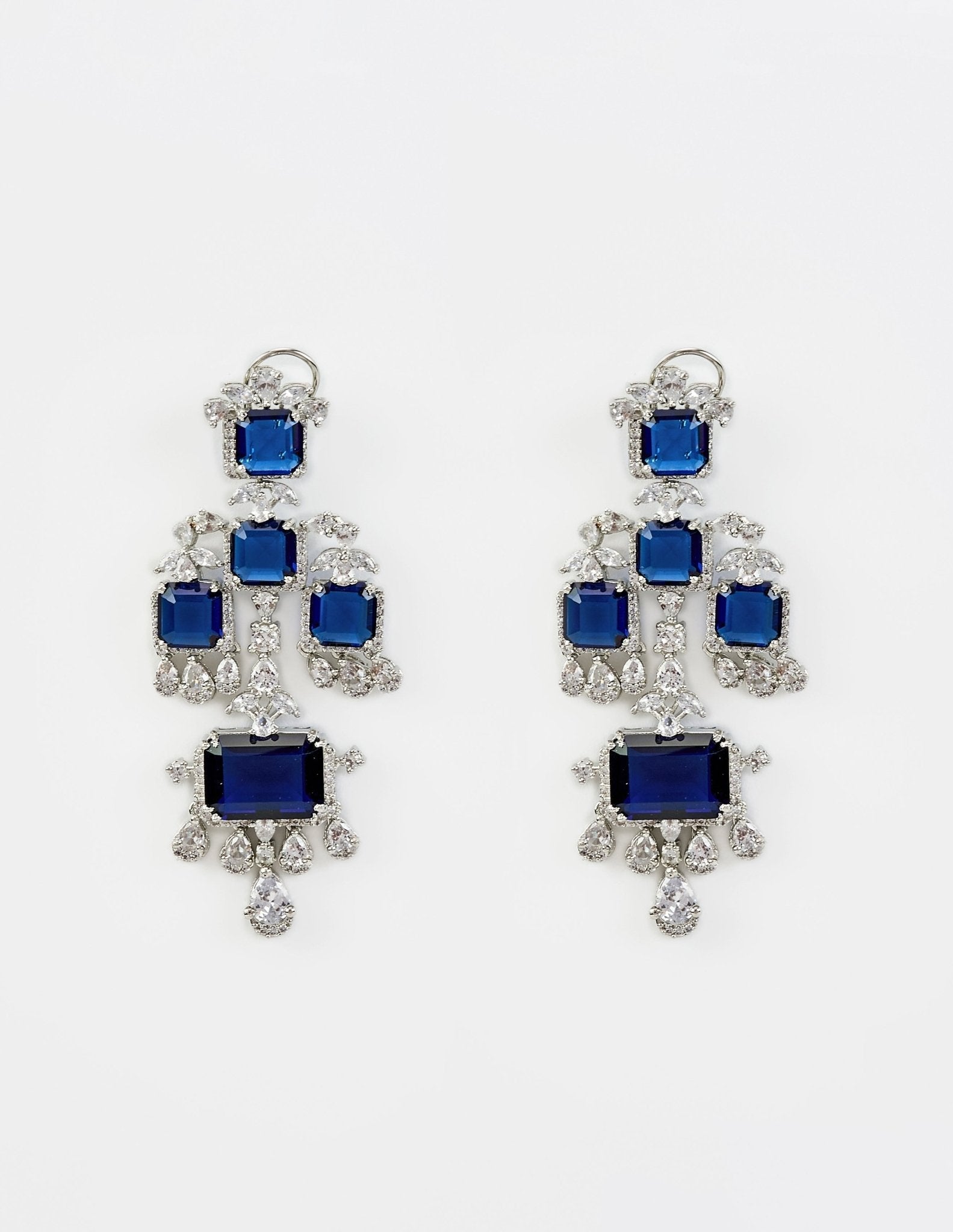 Vivinia by Vidhi Mehra Silver Plated Blue Stone And Zircon Dangler EarringsFabilicious Fashion