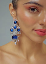 Vivinia by Vidhi Mehra Silver Plated Blue Stone And Zircon Dangler EarringsFabilicious Fashion
