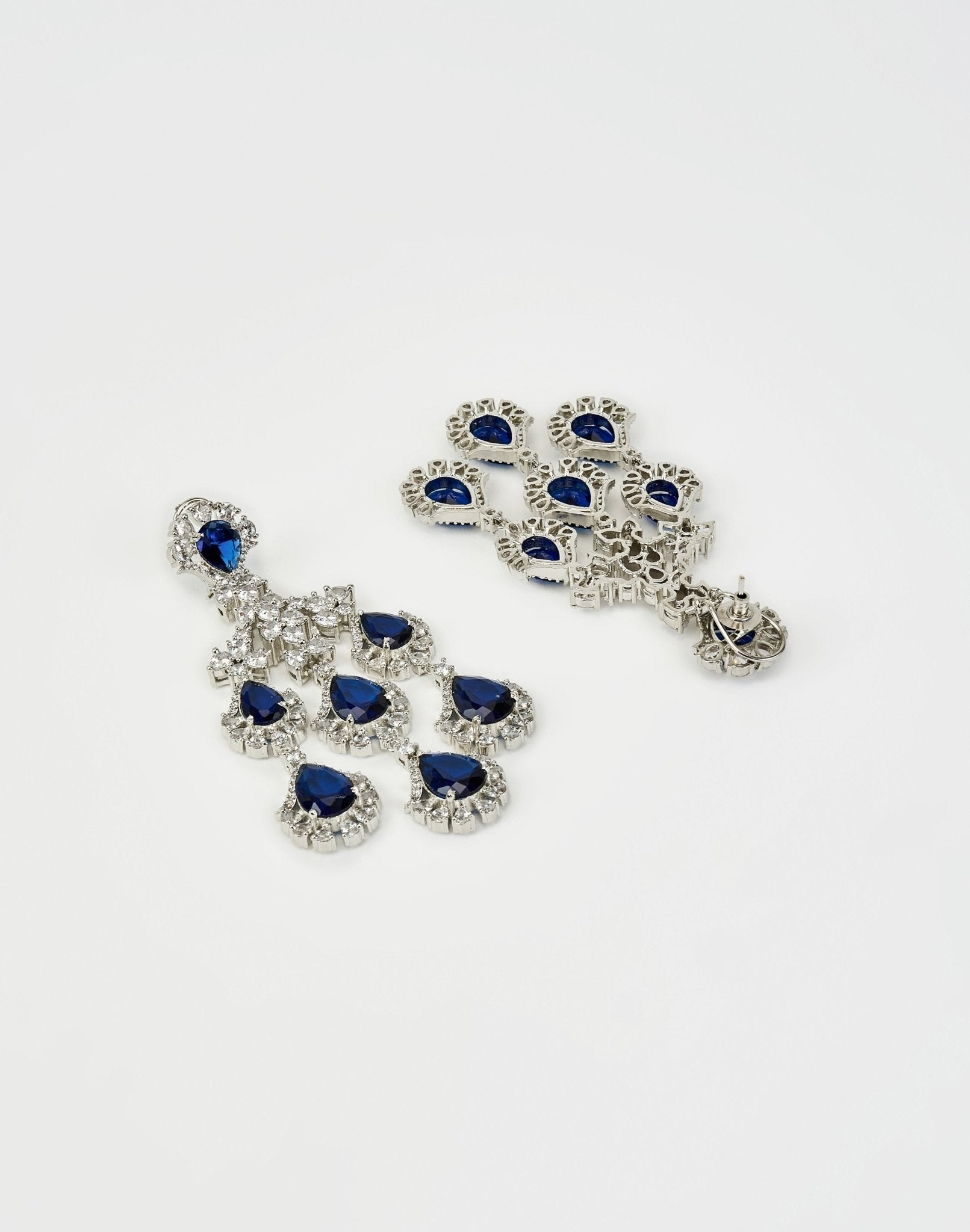 Vivinia by Vidhi Mehra Silver Plated Blue Zircon Dangler Drop EarringsFabilicious Fashion